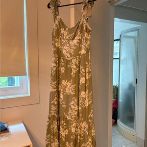 Ardene Olive Green Maxi Dress with White Floral Print
